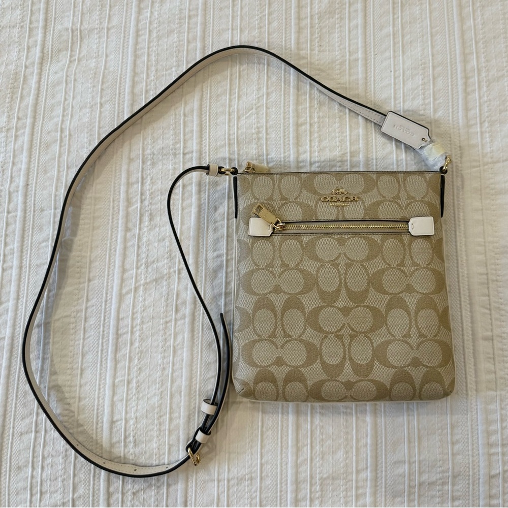 Coach Mini Rowan File Bag in Signature Monogram Canvas